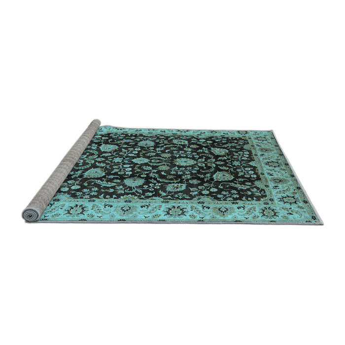 Sideview of Machine Washable Oriental Light Blue Industrial Rug, wshurb651lblu
