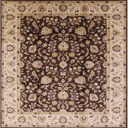 Square Mid-Century Modern Brown Oriental Rug, urb651