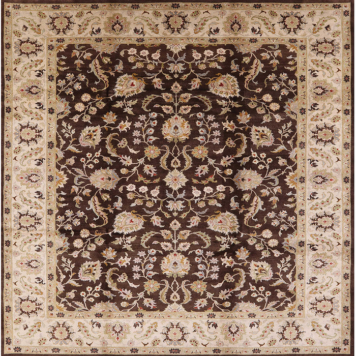 Square Mid-Century Modern Brown Oriental Rug, urb651