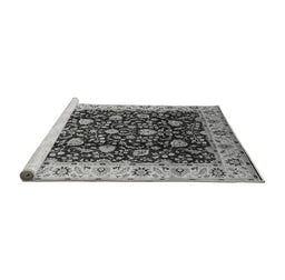 Sideview of Machine Washable Oriental Gray Industrial Rug, wshurb651gry