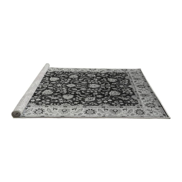 Sideview of Machine Washable Oriental Gray Industrial Rug, wshurb651gry