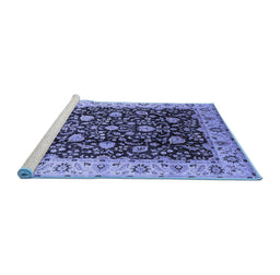 Sideview of Machine Washable Oriental Blue Industrial Rug, wshurb651blu