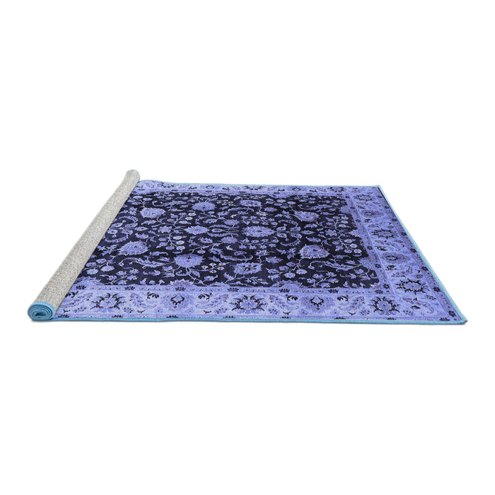 Sideview of Machine Washable Oriental Blue Industrial Rug, wshurb651blu