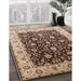 Mid-Century Modern Brown Oriental Rug in Family Room, urb651