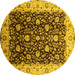 Round Machine Washable Oriental Yellow Industrial Rug, wshurb651yw