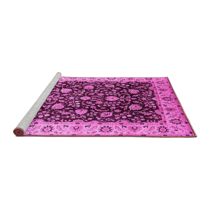 Sideview of Machine Washable Oriental Pink Industrial Rug, wshurb651pnk