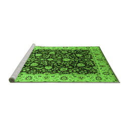 Sideview of Machine Washable Oriental Green Industrial Area Rugs, wshurb651grn