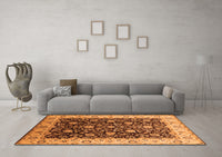 Machine Washable Oriental Orange Industrial Rug, wshurb651org