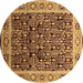 Round Oriental Brown Industrial Rug, urb652brn