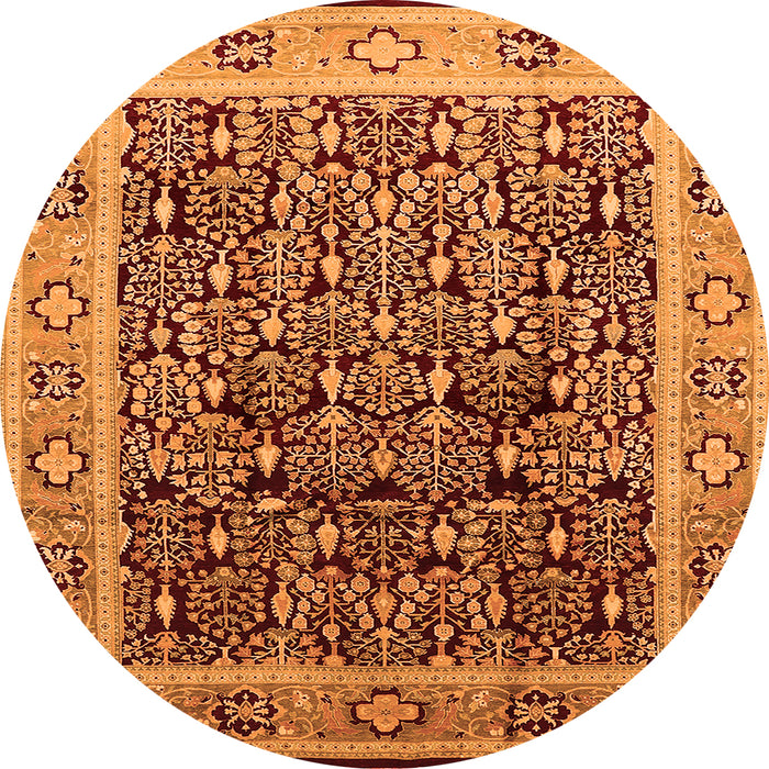 Round Oriental Orange Industrial Rug, urb652org