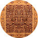 Round Oriental Orange Industrial Rug, urb652org