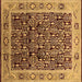 Square Machine Washable Oriental Brown Industrial Rug, wshurb652brn