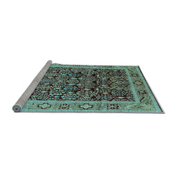 Sideview of Machine Washable Oriental Light Blue Industrial Rug, wshurb652lblu