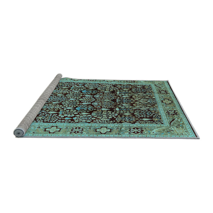 Sideview of Machine Washable Oriental Light Blue Industrial Rug, wshurb652lblu