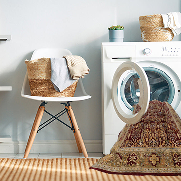 Machine Washable Industrial Modern Sandy Brown Rug in a Washing Machine, wshurb652