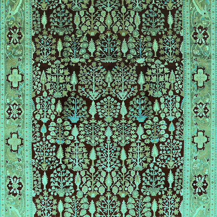 Machine Washable Oriental Turquoise Industrial Area Rugs, wshurb652turq