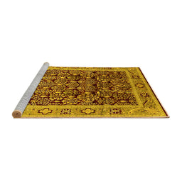 Sideview of Machine Washable Oriental Yellow Industrial Rug, wshurb652yw