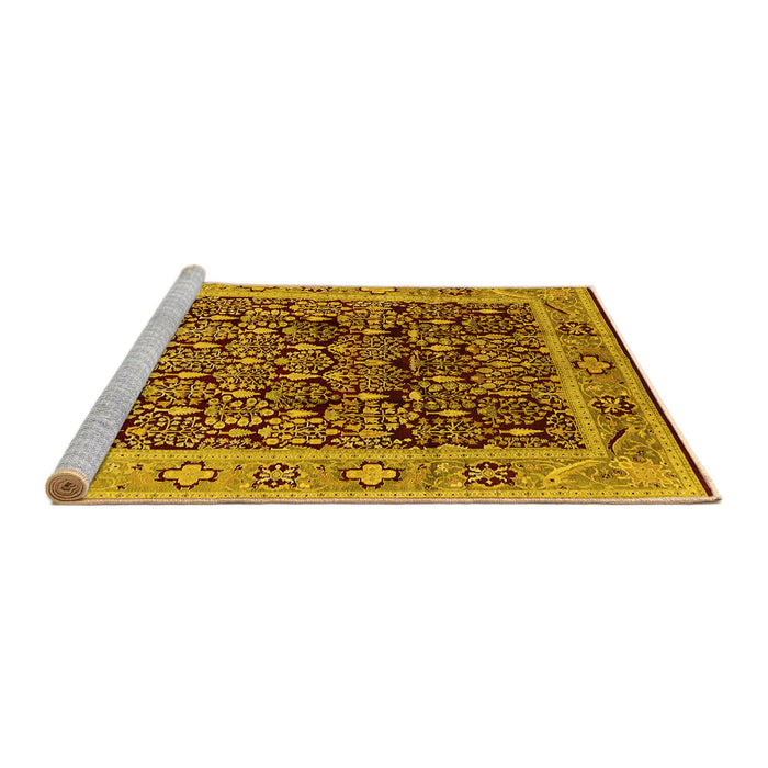 Sideview of Machine Washable Oriental Yellow Industrial Rug, wshurb652yw