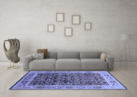 Machine Washable Oriental Blue Industrial Rug, wshurb652blu