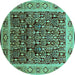 Round Oriental Turquoise Industrial Rug, urb652turq