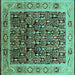 Square Oriental Turquoise Industrial Rug, urb652turq