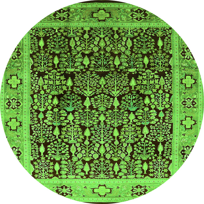 Round Oriental Green Industrial Rug, urb652grn