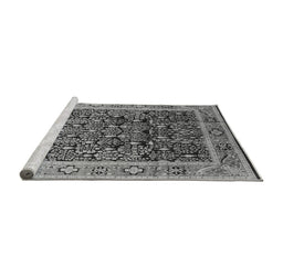 Sideview of Machine Washable Oriental Gray Industrial Rug, wshurb652gry