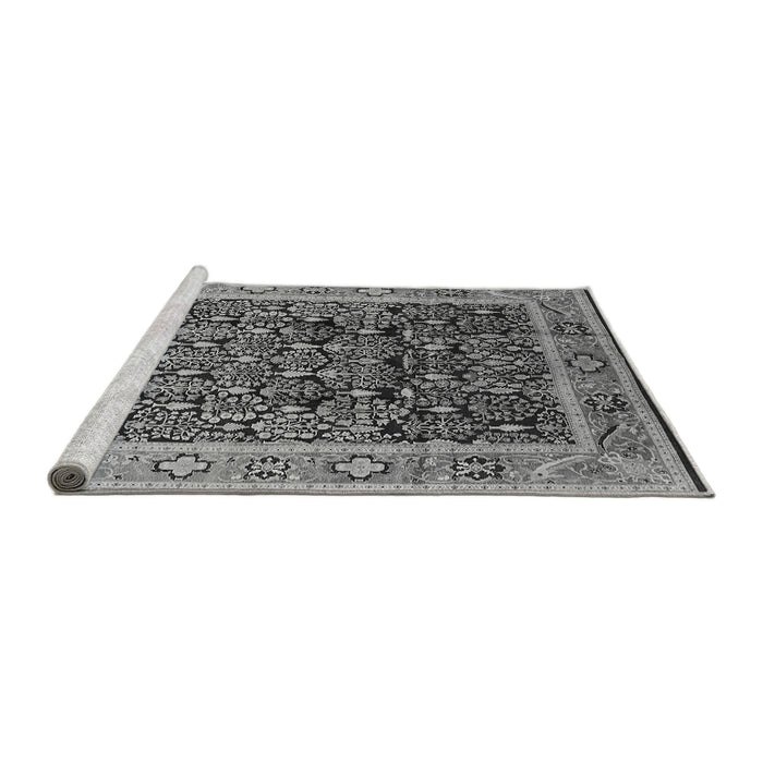 Sideview of Machine Washable Oriental Gray Industrial Rug, wshurb652gry