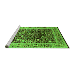Sideview of Machine Washable Oriental Green Industrial Area Rugs, wshurb652grn