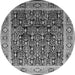 Round Machine Washable Oriental Gray Industrial Rug, wshurb652gry