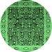 Round Oriental Emerald Green Industrial Rug, urb652emgrn