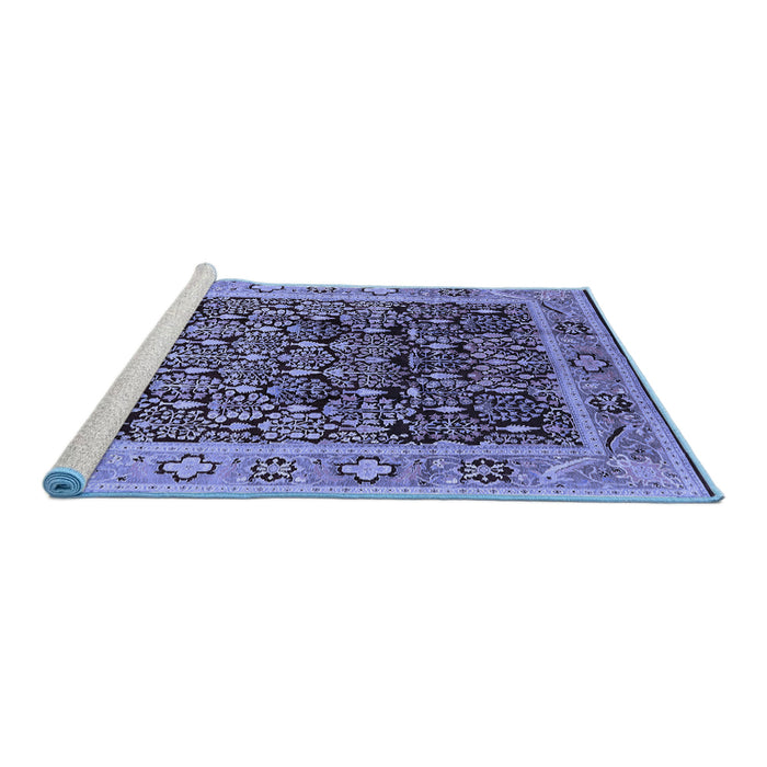 Sideview of Machine Washable Oriental Blue Industrial Rug, wshurb652blu