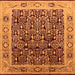 Square Machine Washable Oriental Orange Industrial Area Rugs, wshurb652org