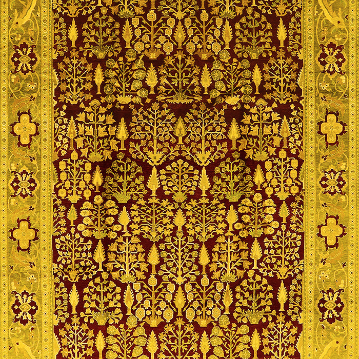 Machine Washable Oriental Yellow Industrial Rug, wshurb652yw