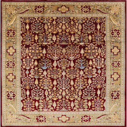 Square Mid-Century Modern Sandy Brown Oriental Rug, urb652