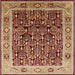 Square Mid-Century Modern Sandy Brown Oriental Rug, urb652