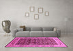 Machine Washable Oriental Pink Industrial Rug in a Living Room, wshurb652pnk