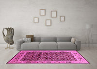 Machine Washable Oriental Pink Industrial Rug, wshurb652pnk