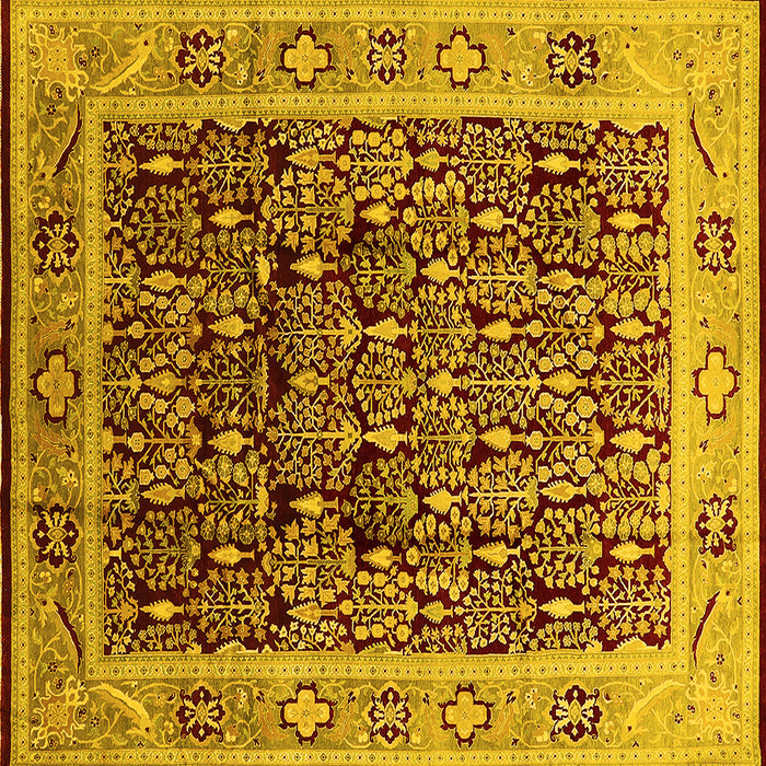 Square Machine Washable Oriental Yellow Industrial Rug, wshurb652yw