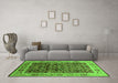 Machine Washable Oriental Green Industrial Area Rugs in a Living Room,, wshurb652grn