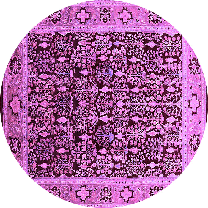 Round Machine Washable Oriental Purple Industrial Area Rugs, wshurb652pur