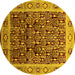 Round Oriental Yellow Industrial Rug, urb652yw