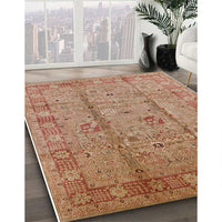 Mid-Century Modern Brown Sand Brown Oriental Rug, urb653