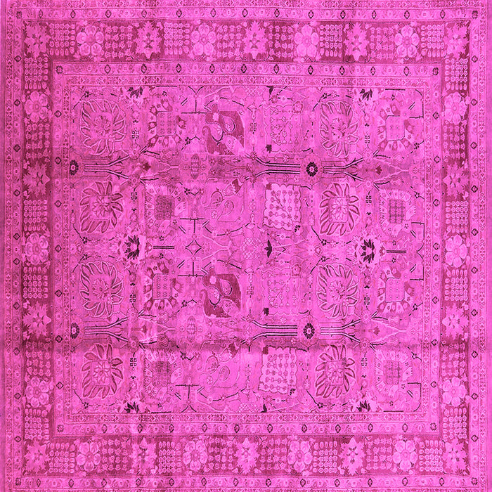 Square Machine Washable Oriental Pink Industrial Rug, wshurb653pnk