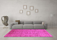 Machine Washable Oriental Pink Industrial Rug, wshurb653pnk