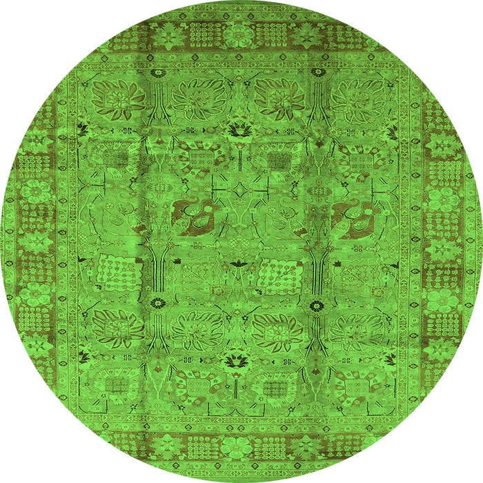 Round Oriental Green Industrial Rug, urb653grn