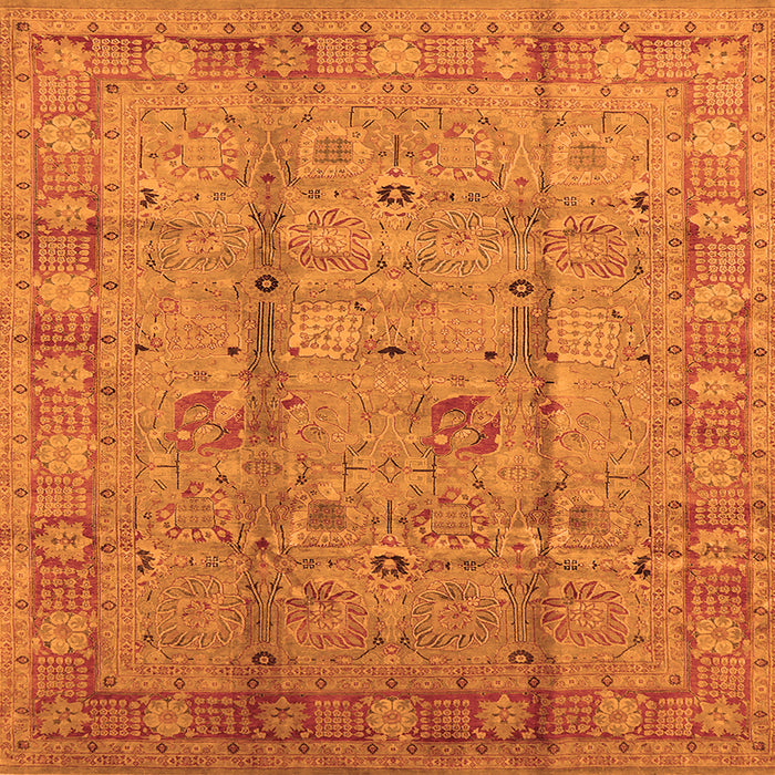 Square Oriental Orange Industrial Rug, urb653org