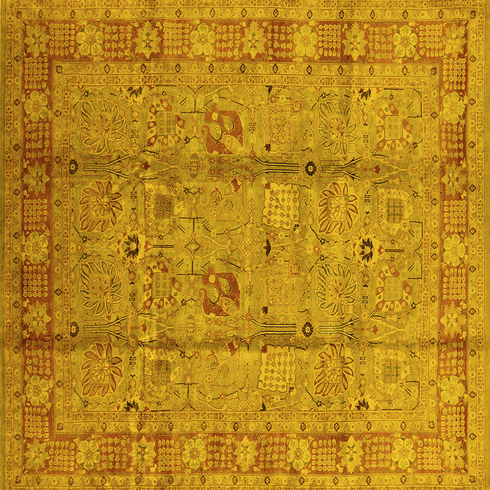 Square Oriental Yellow Industrial Rug, urb653yw