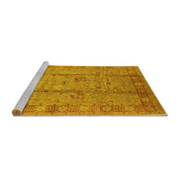 Sideview of Machine Washable Oriental Yellow Industrial Rug, wshurb653yw