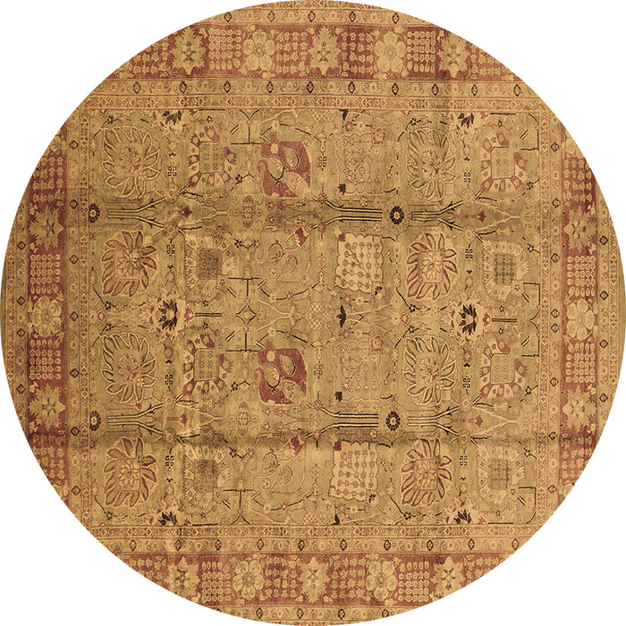 Round Machine Washable Oriental Brown Industrial Rug, wshurb653brn